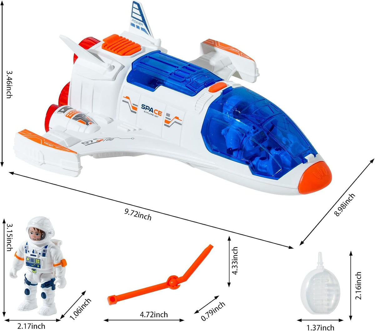 Wbzle space ship toy with astronaut figure, opening cockpits and telescopic arm - view 5