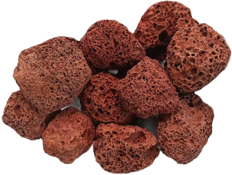 10 Pcs Aquarium Black Lava Rock Fish Tank Volcanic Pumice Stones - Red / M:1''-2''