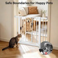 COMOMY Auto Close Pet Gate with Cat Door - White / 30"Tall 40.5"Wide - image 4