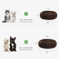 Love's cabin 24in Cat Beds for Indoor Cats - Cat Bed with Machine Washable, Waterproof Bottom - Dark Brown Fluffy Dog and Pet Calming Cushion Bed for Joint-Relief and Sleep Improvement