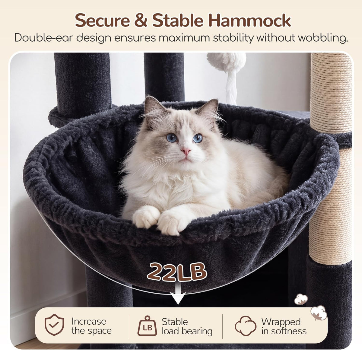 Globlazer Extra Tall Cat Tree Tower for Indoor Cats, F76 - Dark Grey / 54 inch - image 3