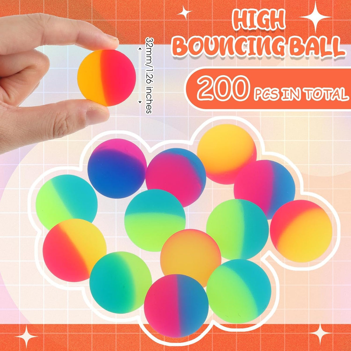 Jenaai 50 pack 45 mm two-color rubber bouncy balls - view 26