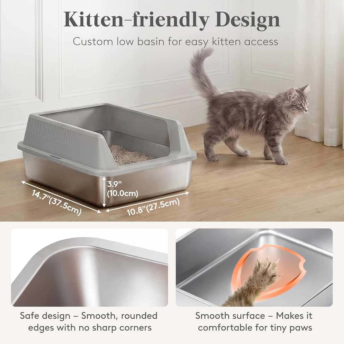 Lifewit Stainless Steel Cat Litter Box for Kitty - image 2