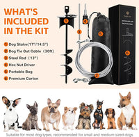 Snagle Paw Dog Tie Out Cable & Stake with Lock Cap - 30ft Heavy Duty Rust Proof Cable, 360° Swivel Dog Yard Leash & Stake Up to 220 lbs - Ground Anchor for Yard, Beach, Camping & Outdoor Use