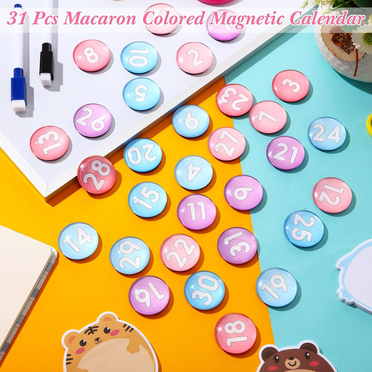 Tellegloww 1-31 magnetic calendar numbers in dark rainbow glass - view 33