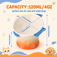 2 Pcs Elevated Cat Bowls, Raised Ceramic Food Bowls, Blue, Green – Essentials for Cats - Pink,Orange - image 2