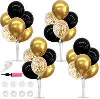 TONIFUL 4 Set Black Gold Balloon Stand Balloon Centerpieces for Table – Fun for Kids & Family - Black Gold / 4 Set Balloon Stand