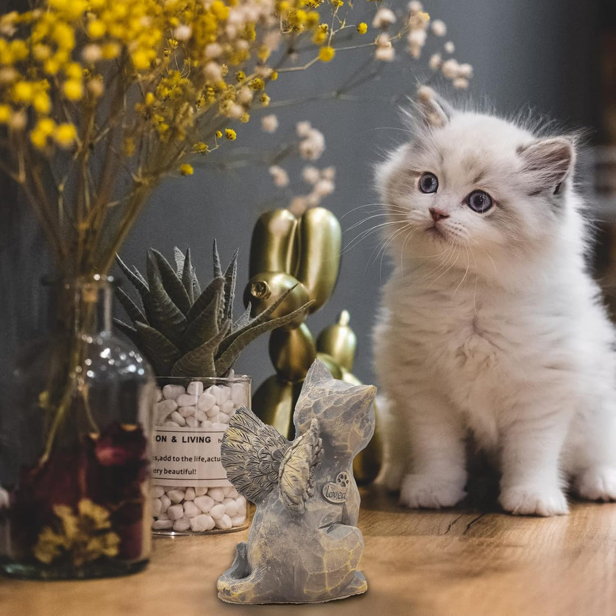 Cat Angel Memorial Figurine, Gray - Natural-love My Cat (Dark) - image 4