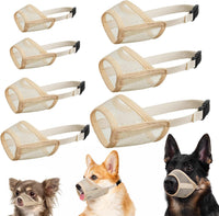 Mesh Dog Muzzle Suits for Small Medium Large Dogs Dog Muzzle Set – Essentials for Dogs - Beige / Full Size 7 PCS(XXS-XXL)