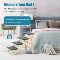 MEWANG Wood Pet Stairs & Ramp for Small/Medium Dogs and Cats, Aging Pets – 3-in-1 Foldable, Portable, Non-Slip Pet Ladder for Tall Beds, Couches,Cars–Holds Up to 220 lbs (31.5" L x 17.2" W x 25.0" H)