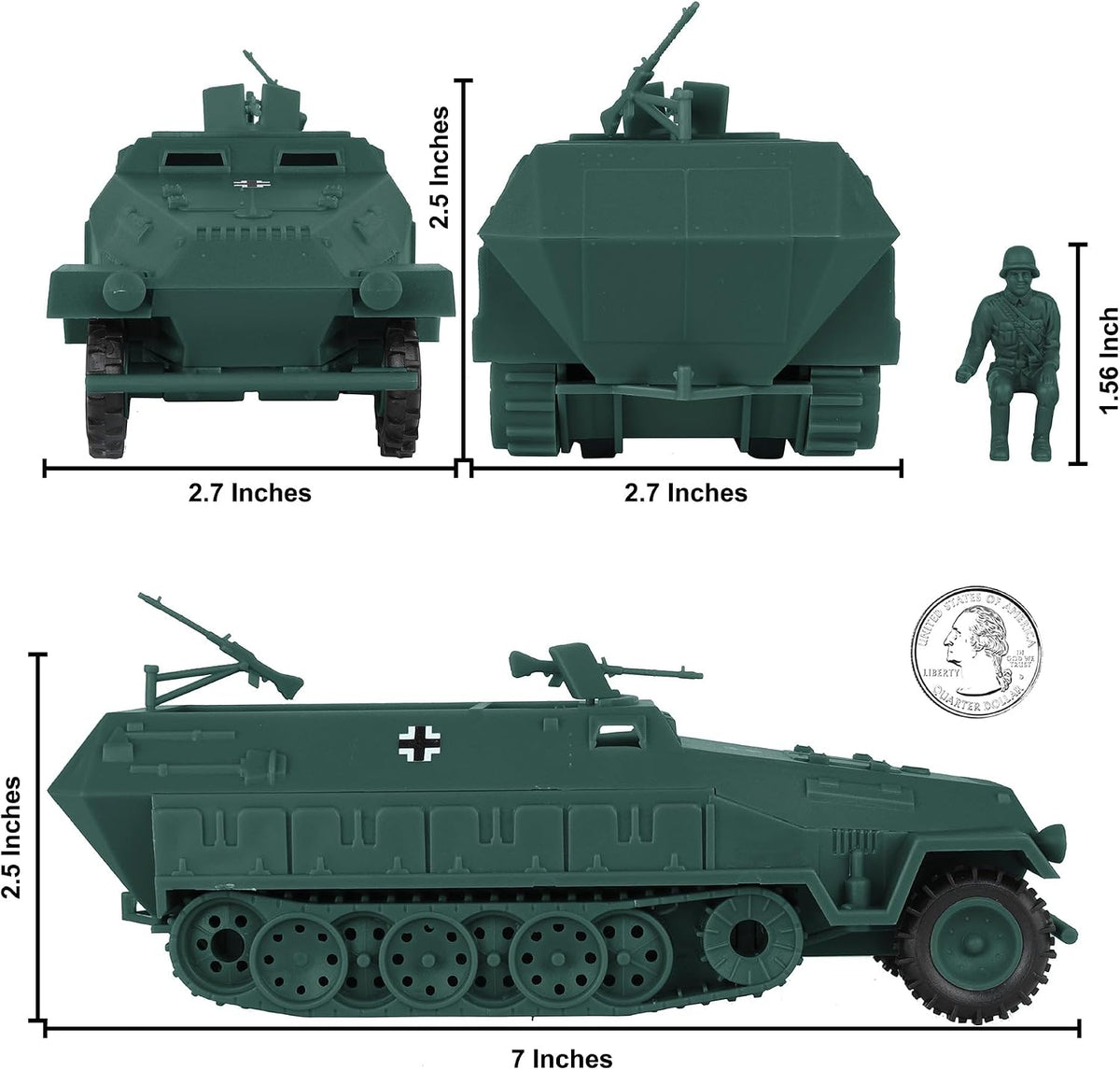 BMC Classic Toy Soldiers WW2 German Hanomag halftrack in gray plastic, 1:32 scale - view 10