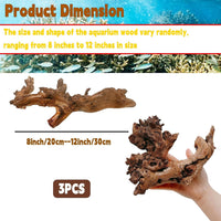 Aquarium Driftwood 3PCS Natural Trunk Driftwood Assorted Branches - Mopani Driftwood (8-12in 3PCS) - image 2