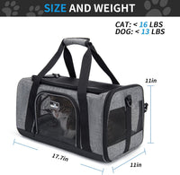Wakytu TSA & Airline Approved Soft Pet Carrier for Cats/Dogs - 17.7"L x 11.0"W x 11.0"H / 1.0 Grey - image 2