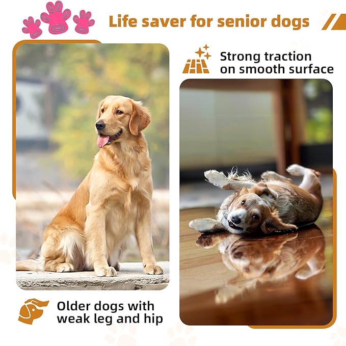 Non-Slip Dog Paw Protector Pads for Senior Dogs, Dog Paw Adhesive Pads on Hardwood Floor,Pets Essentials with Strong Traction,Pink,12 Sets 48 pc XXXL
