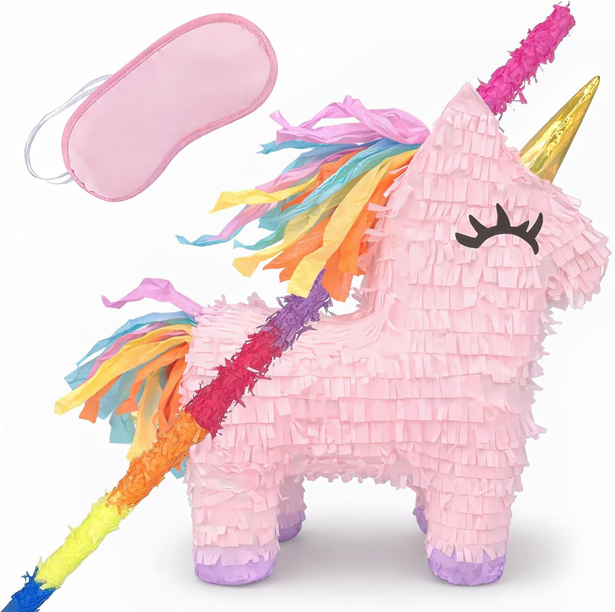 GIFTEXPRESS 16" Pink Unicorn Pinata with 33 Inch Pinata Stick