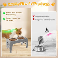 Elevated Bowls, 4 Height Adjustable Raised Stand With 2 Thick 50oz Stainless Steel Food Bowls - Grey / 6" for Small Dogs - image 4