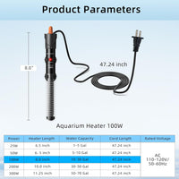 HiTauing Aquarium Heater 25W/50W/100W/200W/300W - 100W for 10-30 gallon - image 2