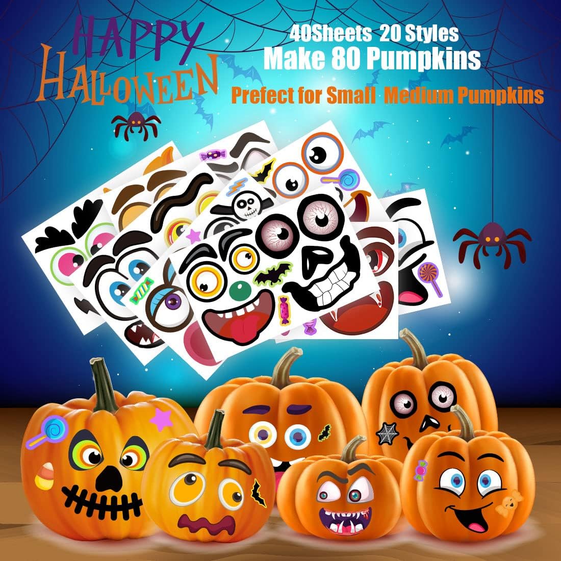 80 Packs Pumpkin Decorating Kit - Pumpkin Stickers - image 4