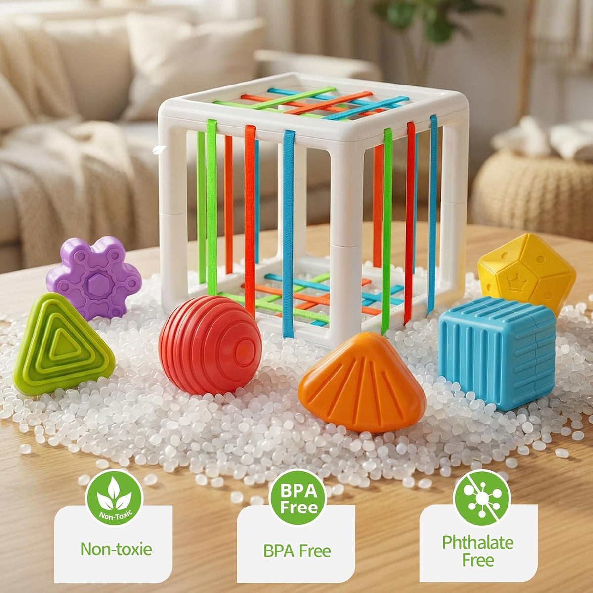 Aprilwolf Montessori Sensory Cube Toy for 1 2 3 Years Old – Fun for Kids & Family - 4.9 inch Shape Sorter Cube - image 4
