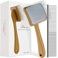 Slicker Brush for Dog, Doodles and Poodle Brush, for Tangles, Fluff Coat, Curly Hair Pets, Remove Loose Fur, Matts, Undercoat, Double Coat, 24mm Pins, 3.5''*2.4'' Head, Medium Size, Wood