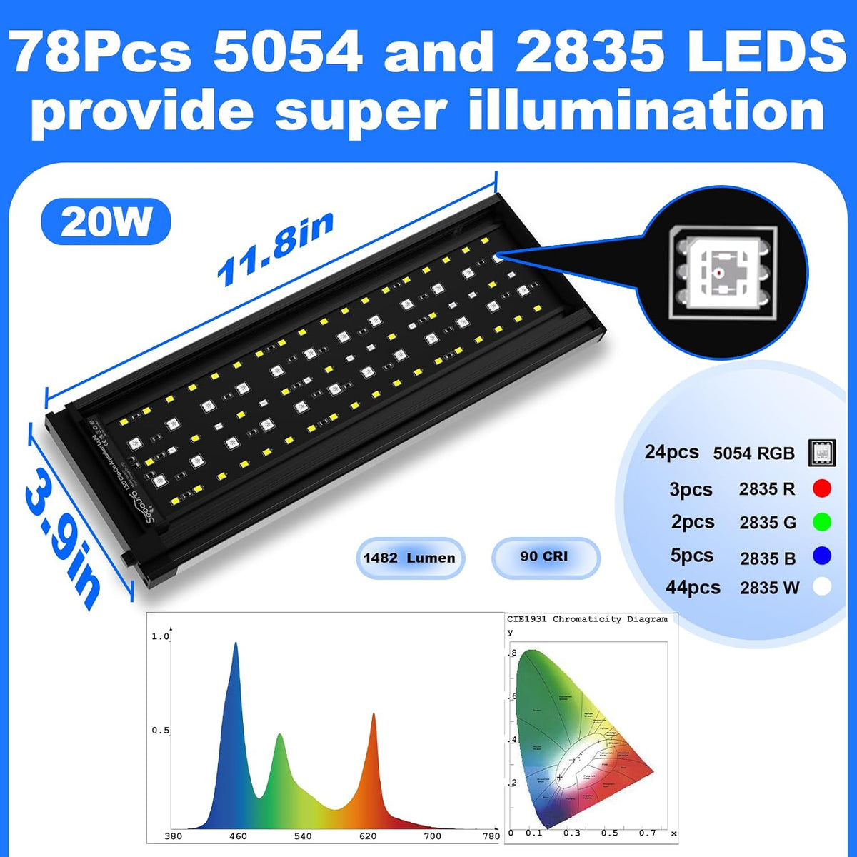 SEAOURA Clip On Aquarium Light for Plants-24/7 Fish Tank Light - 12inch for 12-20 inch Tank - image 4