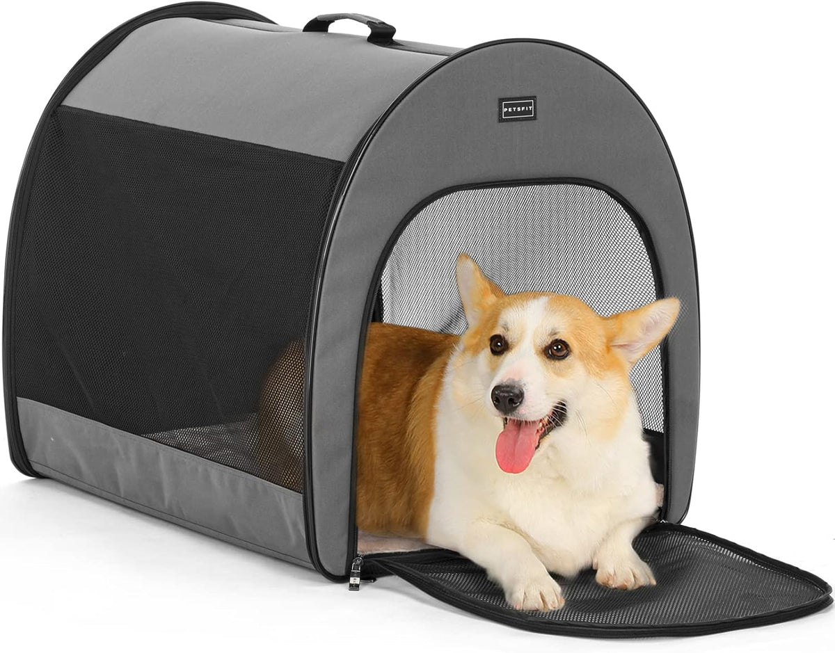 PETSFIT Portable Dog Crate, Travel Dog Crate, Roomy - Grey / 20.0"L x 20.0"W x 26.5"H