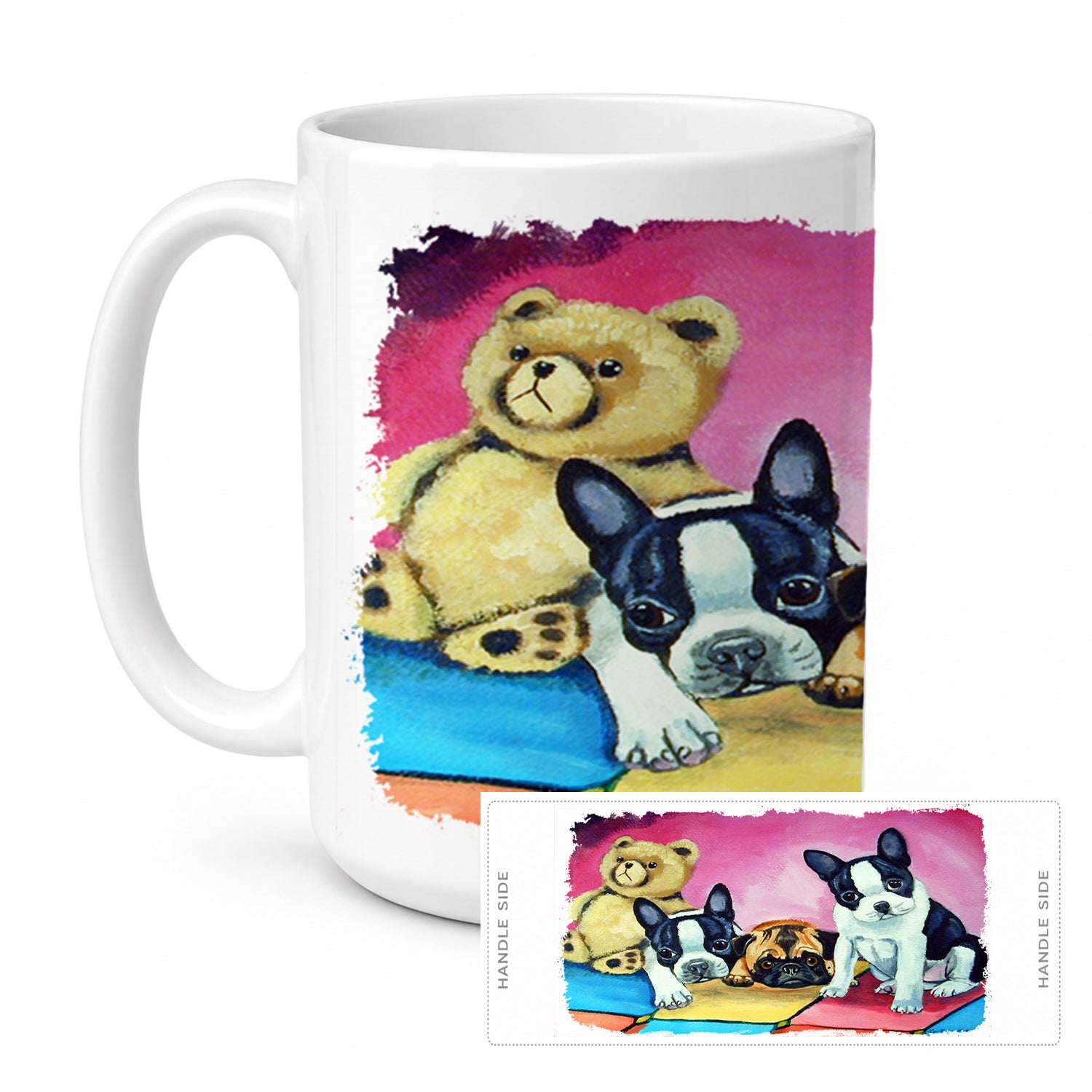 Multiple Breeds Ceramic Coffee Mug 15 oz Decorative Large C Handle Mug Cup for Tea, Cocoa Hot Chocolate