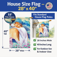 Whippet House Flag 28x40 Porch Sleeve Pole Decorative Outside Yard Banner Artwork Wall Hanging, Polyester