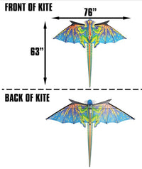 76 Inch Wide SuperSize 3-D Dragon Ripstop Nylon Dragon Kite