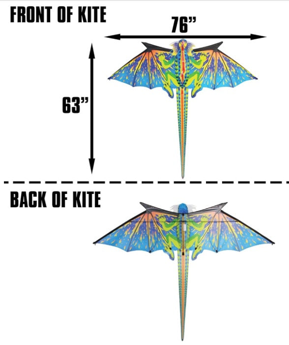 76 Inch Wide SuperSize 3-D Dragon Ripstop Nylon Dragon Kite