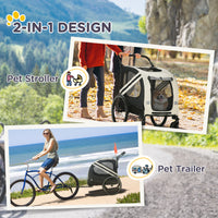 2-in-1 Pet Bike Trailer for Small Dogs, Road-Visibility Dog Stroller Bicycle Carrier, Weather-Strong Bike Wagon Trailer 