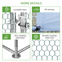 Large Chicken Coop Metal Chicken Run with Waterproof and Anti-UV Cover, Spire Shaped Walk in Fence Cage Hen House for Ou