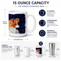 Papillon Ceramic Coffee Mug 15 oz Decorative Large C Handle Mug Cup for Tea, Cocoa Hot Chocolate