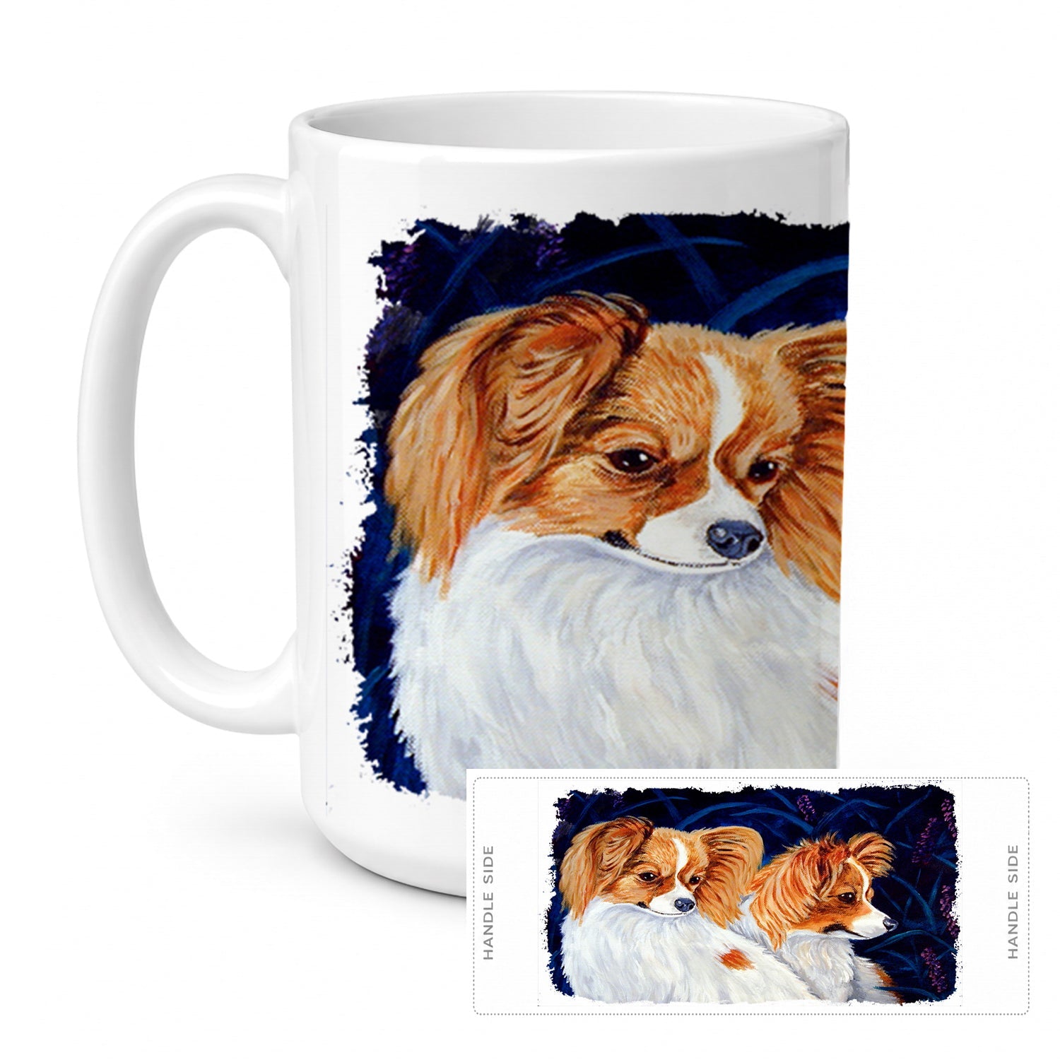 Papillon Ceramic Coffee Mug 15 oz Decorative Large C Handle Mug Cup for Tea, Cocoa Hot Chocolate
