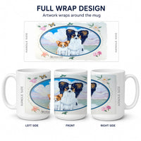 Papillon  Ceramic Coffee Mug 15 oz Decorative Large C Handle Mug Cup for Tea, Cocoa Hot Chocolate