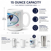 Papillon  Ceramic Coffee Mug 15 oz Decorative Large C Handle Mug Cup for Tea, Cocoa Hot Chocolate