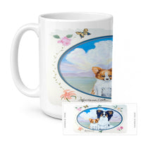 Papillon  Ceramic Coffee Mug 15 oz Decorative Large C Handle Mug Cup for Tea, Cocoa Hot Chocolate