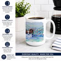 Papillon Ceramic Coffee Mug 15 oz Decorative Large C Handle Mug Cup for Tea, Cocoa Hot Chocolate