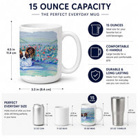 Papillon Ceramic Coffee Mug 15 oz Decorative Large C Handle Mug Cup for Tea, Cocoa Hot Chocolate