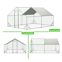 10 x 13ft Outdoor Large Metal Chicken Run Coop with 1 piece of Waterproof Cover, Garden Backyard Walk-in Hen Cage Poultr