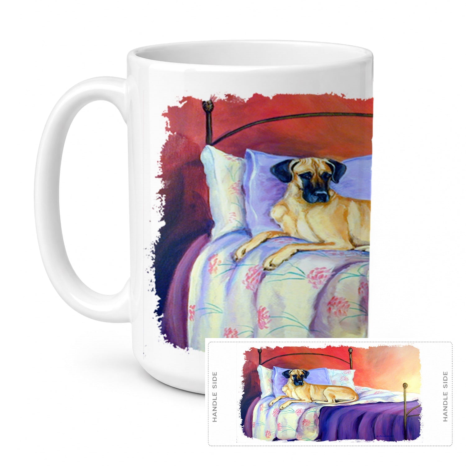 Great Dane Ceramic Coffee Mug 15 oz Decorative Large C Handle Mug Cup for Tea, Cocoa Hot Chocolate