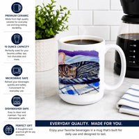 Cat Ceramic Coffee Mug 15 oz Decorative Large C Handle Mug Cup for Tea, Cocoa Hot Chocolate