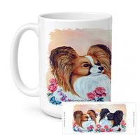 Papillon Ceramic Coffee Mug 15 oz Decorative Large C Handle Mug Cup for Tea, Cocoa Hot Chocolate