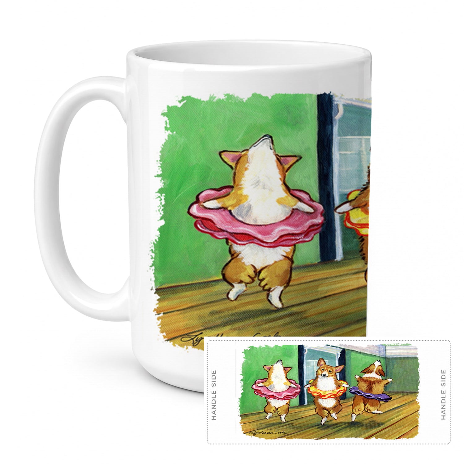 Little Ballerina Corgi Ceramic Coffee Mug 15 oz Decorative Large C Handle Mug Cup for Tea, Cocoa Hot Chocolate