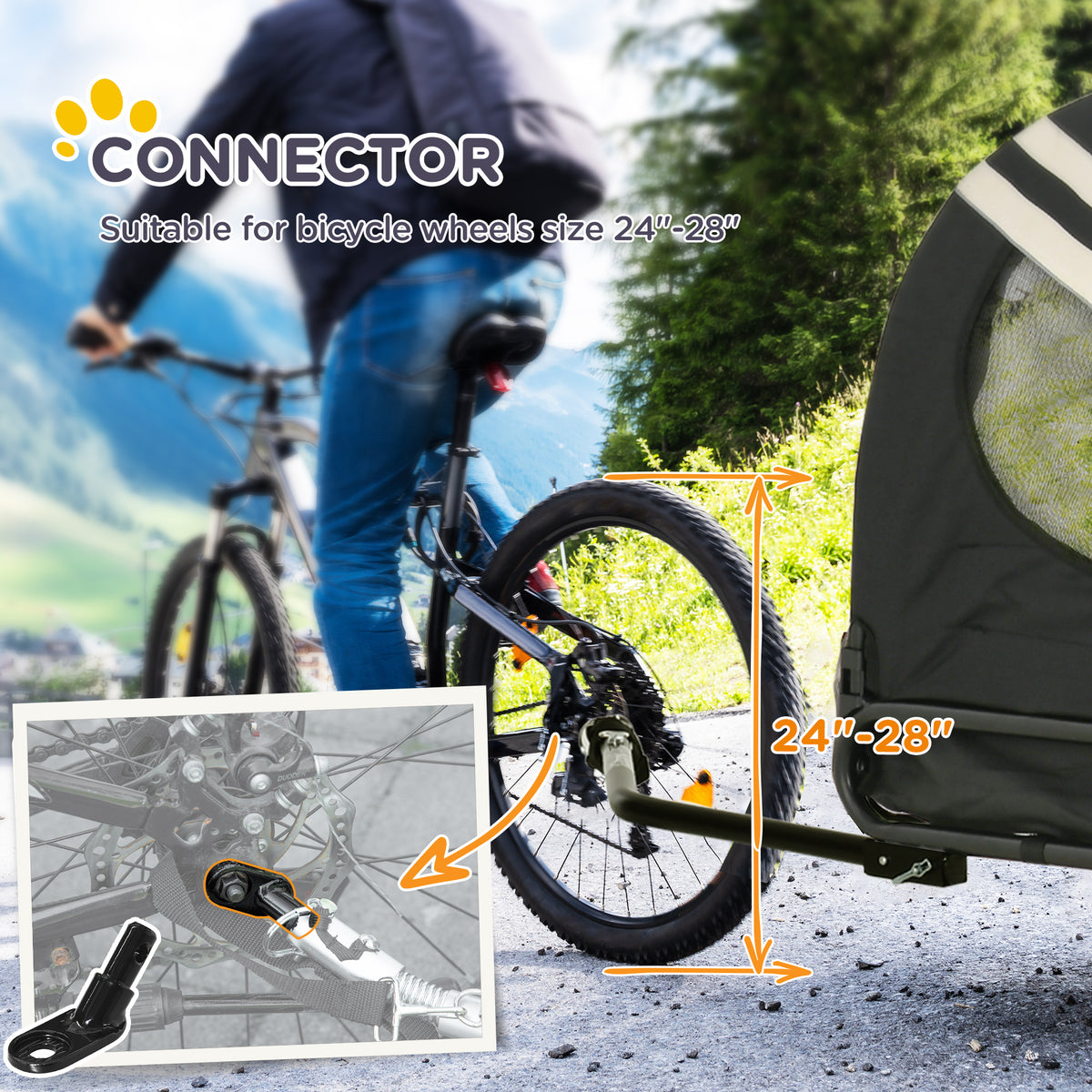 2-in-1 Pet Bike Trailer for Small Dogs, Road-Visibility Dog Stroller Bicycle Carrier, Weather-Strong Bike Wagon Trailer 