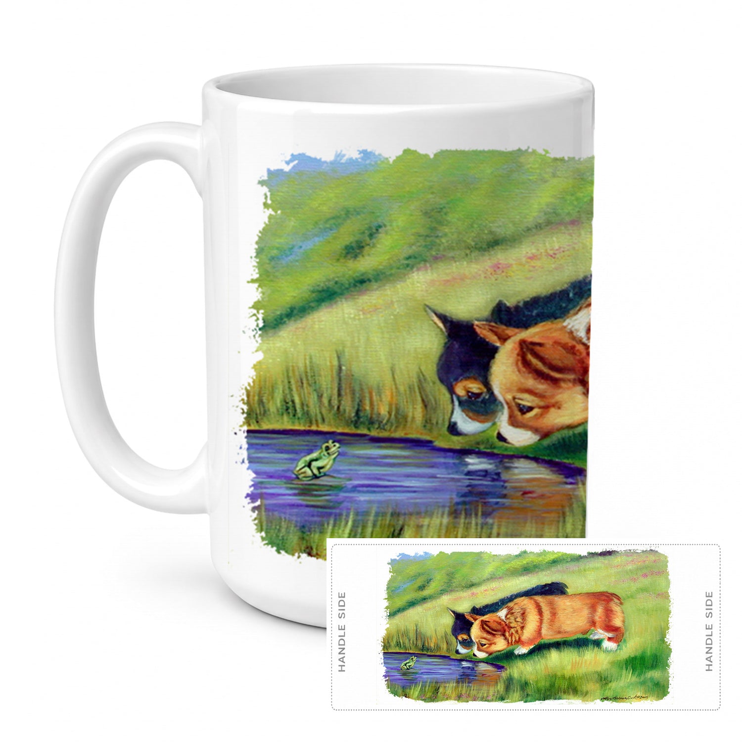 Corgi Ceramic Coffee Mug 15 oz Decorative Large C Handle Mug Cup for Tea, Cocoa Hot Chocolate
