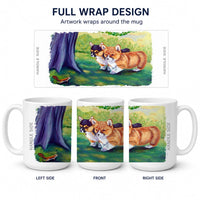Corgi Ceramic Coffee Mug 15 oz Decorative Large C Handle Mug Cup for Tea, Cocoa Hot Chocolate