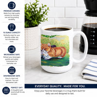 Corgi Ceramic Coffee Mug 15 oz Decorative Large C Handle Mug Cup for Tea, Cocoa Hot Chocolate