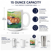 Corgi Ceramic Coffee Mug 15 oz Decorative Large C Handle Mug Cup for Tea, Cocoa Hot Chocolate