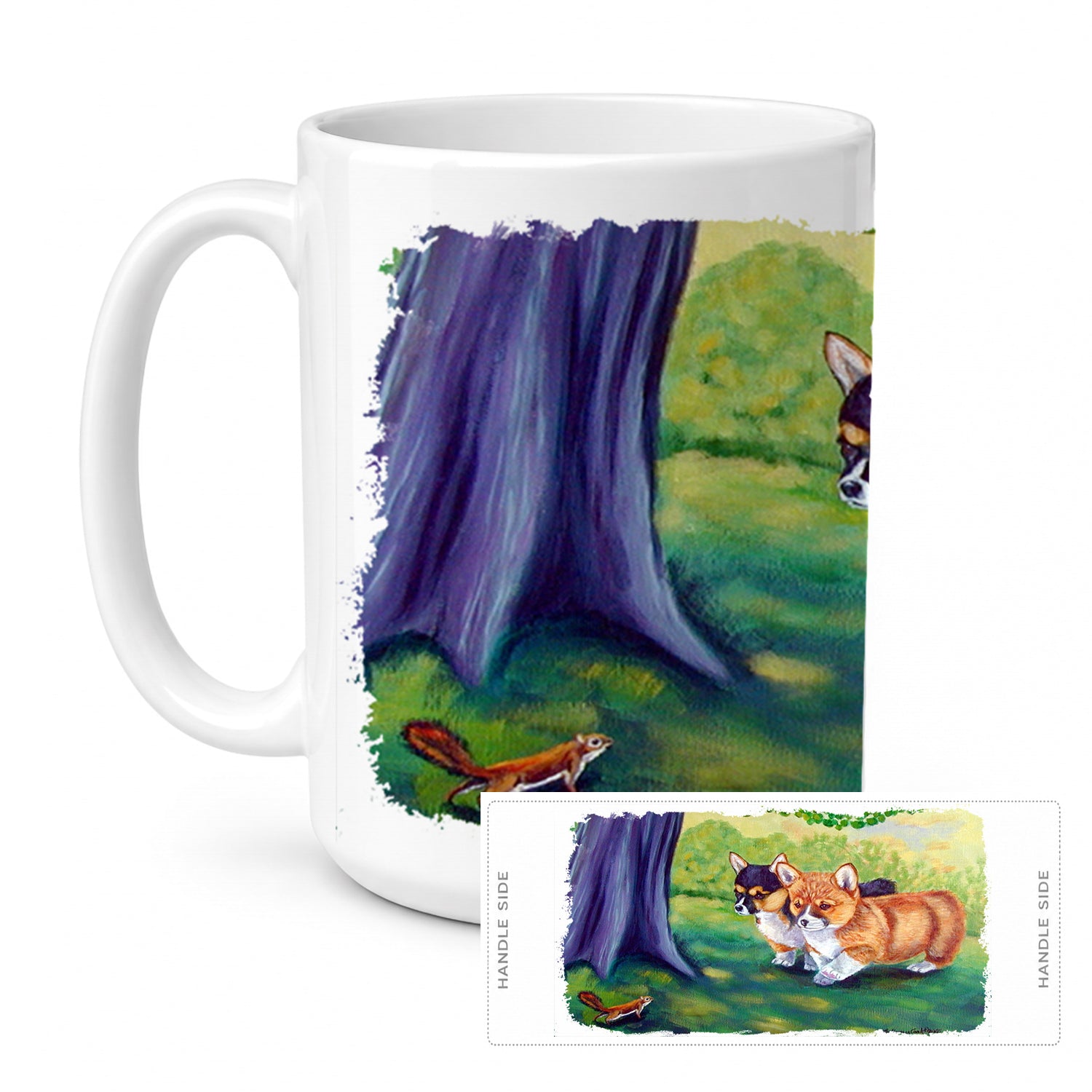 Corgi Ceramic Coffee Mug 15 oz Decorative Large C Handle Mug Cup for Tea, Cocoa Hot Chocolate